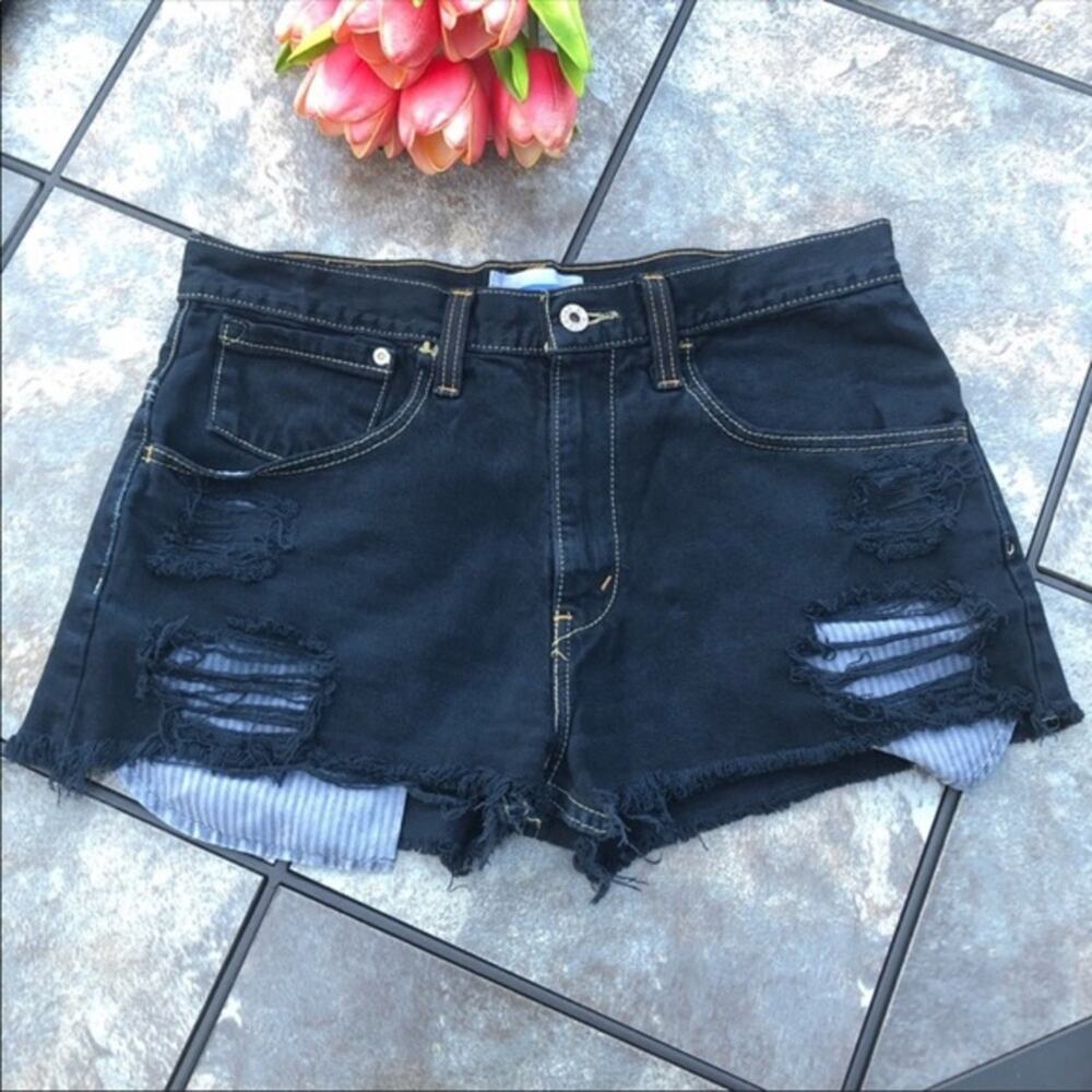 Levi’s Silver Tab Distressed High Waist Cut Off Jean Shorts Sz 31